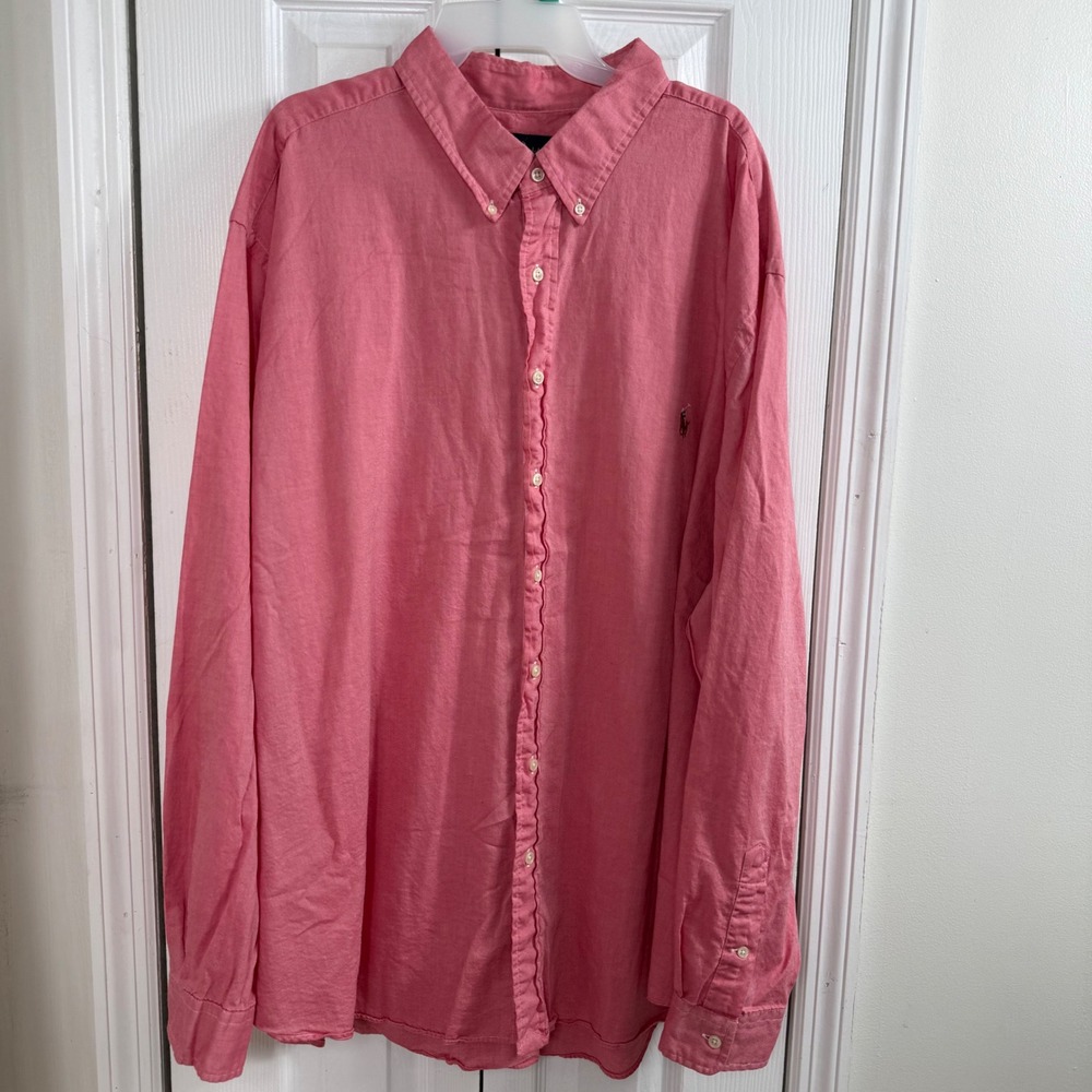 Ralph Lauren Chambray Oxford Shirt 3XB Pink Preppy Minimalist Long Sleeve